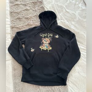 Liquid Gold Dollar Bill Bear Adult Black Hoodie Size Small S